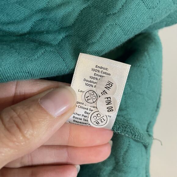 T By Talbots Sweatshirt Women’s XL Petite Quilted Mock Neck Pullover Green Boxy - Picture 6 of 8